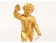 Rare clock gilt bronze putti Love char dog loyalty Grandhomme nineteenth