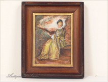 Miniature painted &quot;the ferret of Watteau&quot; by G.Moral, 20th