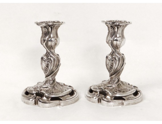 Paire de bougeoirs Art Déco américains classiques en argent sterling En