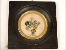 Reliquary Embroidery Flowers, St. Blaise, 19th