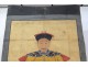 Paire grandes peintures portraits dignitaire mandarin chinois femme XIXème