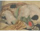 Peinture érotique couple chinois personnages kamasutra Chine XIXème siècle