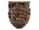Rare calice pot onguent encensoir corozo sculpté personnages angelots XIXè