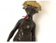 Paire bougeoirs bronze femme antique caryatides Empire candlesticks XIXème