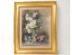 Rare Aquarelle tableau nature morte fleurs vase livre Madeleine Lemaire 19è