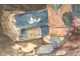 Rare Aquarelle tableau nature morte fleurs vase livre Madeleine Lemaire 19è