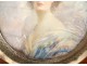 Miniature peinte portrait jeune femme élégante Bonnal de Noreuil XXè siècle