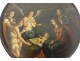 Round box painted miniature pasteboard Nativity Virgin Mary Jesus 19th