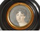 Miniature painted portrait young elegant woman I Empire painting XIXth