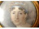 Miniature painted portrait young elegant woman I Empire painting XIXth
