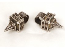 Massive hair jewelry silver rings pair Morocco Anti Atlas twentieth Smoughen