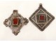 Eléments de collier argent niellé cabochons Maroc Ida Nadif Anti-Atlas XXè