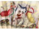 Fan gouache scene gallant character Antique Gold fan 18th Executive