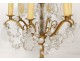 Paire grandes girandoles Louis XV bronze doré pampilles cristal verre XIXè
