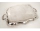 Large tray with handles Louis XV rococo silver metal shells shield twentieth