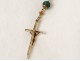 Chapelet croix crucifix Christ métal doré malachite rosaire rosary XIXème