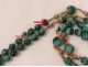 Chapelet croix crucifix Christ métal doré malachite rosaire rosary XIXème