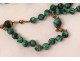 Chapelet croix crucifix Christ métal doré malachite rosaire rosary XIXème