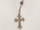 Chapelet argent massif verre cristal améthyste Christ rosaire rosary XIXème