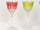 4 verres à pied cristal taillé Saint-Louis couleur modèle Tommy Roemer XXè