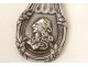 Bougeoir à main bronze argenté portrait roi Louis XVI fleur candlestick 19è