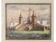 Calvary landscape watercolor Saint-Cado Morbihan Brittany A.Delaval XXth