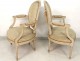 Pair of Louis XVI armchairs convertibles medallion lacquered wood tapestry XVIII
