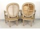 Pair of Louis XVI armchairs convertibles medallion lacquered wood tapestry XVIII