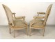 Pair of Louis XVI armchairs convertibles medallion lacquered wood tapestry XVIII