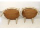 Pair of Louis XVI armchairs convertibles medallion lacquered wood tapestry XVIII