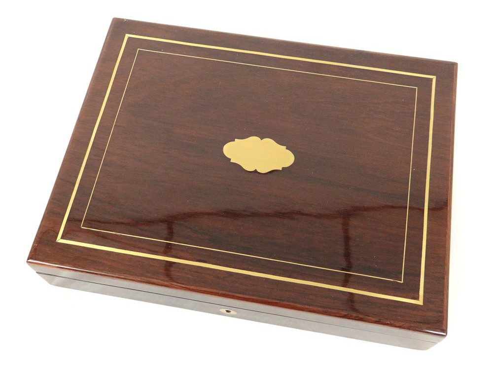 ANCIEN COFFRET À jeu de cartes bois métal intérieur 4 petits coffrets