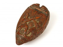 Snuff box carved tagua soldiers harpist grotesque characters nineteenth settlers