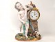 Exceptional porcelain cherub clock cock drum music allegory 19th