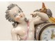 Exceptional porcelain cherub clock cock drum music allegory 19th