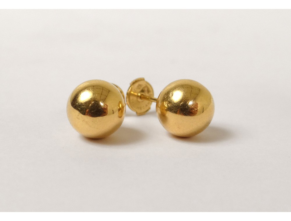 Pair of gold earrings pearl solid 18K gold earrings twentieth century