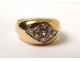 Bague chevalière or massif 18 carats petits diamants gold ring XXème siècle