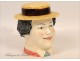 Tobacco jar slip, head man in straw hat, 19th