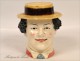 Tobacco jar slip, head man in straw hat, 19th