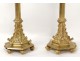 Paire bougeoirs flambeau bronze doré gothique candlestick Napoléon III XIXè