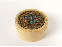 Petite boîte ronde émaux fleurs antique french box enamel XIXème siècle