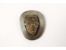Petite sculpture précolombienne terre cuite visage bijou coll. Van Leyden