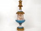 Lampe pétrole porcelaine bronze enfant indien perroquet panthère NapIII 19è