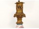 Lampe pétrole porcelaine bronze enfant indien perroquet panthère NapIII 19è