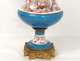 Lampe pétrole porcelaine bronze enfant indien perroquet panthère NapIII 19è