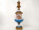 Lampe pétrole porcelaine bronze enfant indien perroquet panthère NapIII 19è