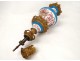 Lampe pétrole porcelaine bronze enfant indien perroquet panthère NapIII 19è