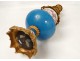 Lampe pétrole porcelaine bronze enfant indien perroquet panthère NapIII 19è
