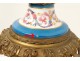 Lampe pétrole porcelaine bronze enfant indien perroquet panthère NapIII 19è