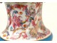 Lampe pétrole porcelaine bronze enfant indien perroquet panthère NapIII 19è