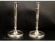 Pair of silvered bronze candlesticks Management eighteenth